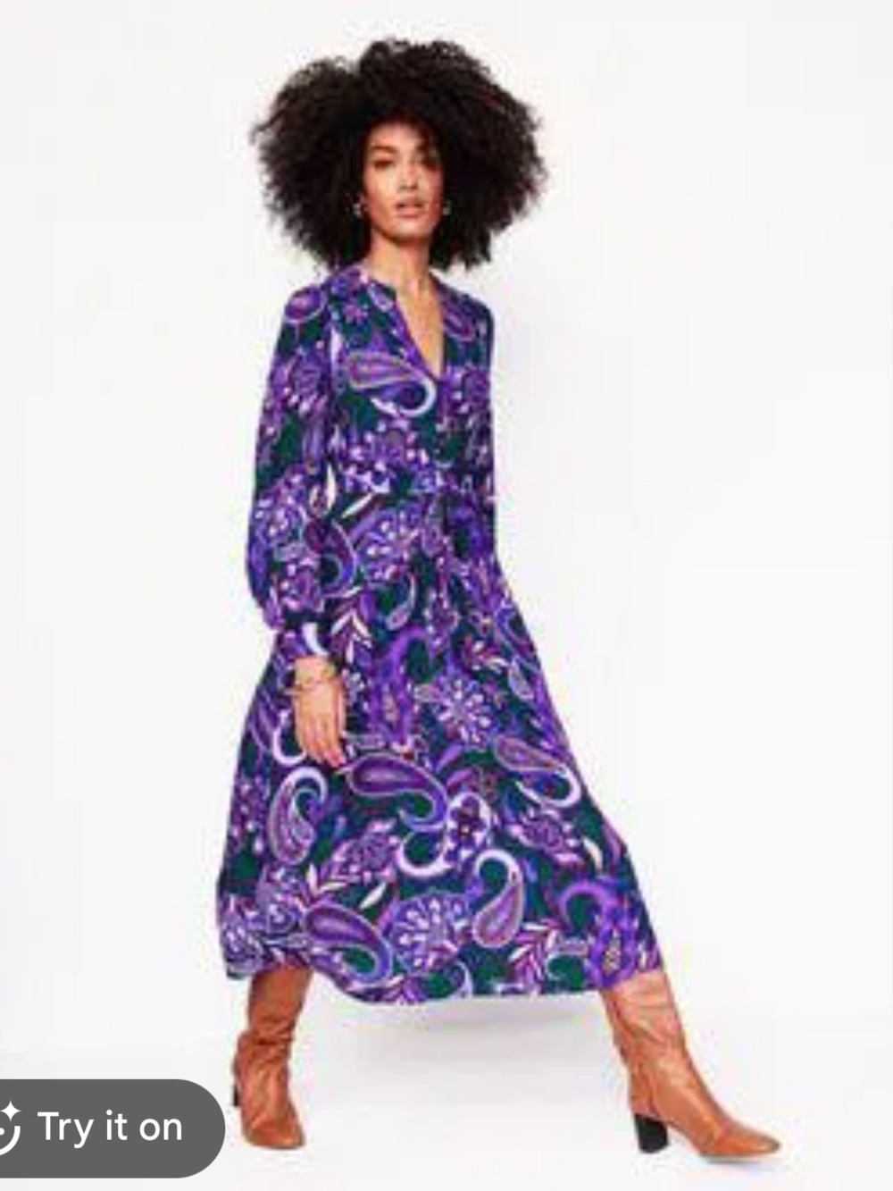 Boden Zoe Tim midi size 12 Purple Paisley V‑Neck Midi Dress